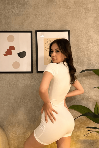 Fitilli Fermuarlı Tulum beyaz